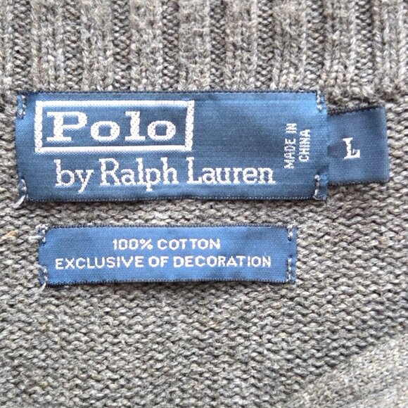 Polo By Ralph Lauren Mens Quarter Zip Cotton Sweater Gray Large - Picture 6 of 7